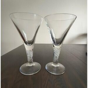 The Met Reproduction Crystal Water Goblet/Wine Glasses, Air Twist Stem, Set of 2